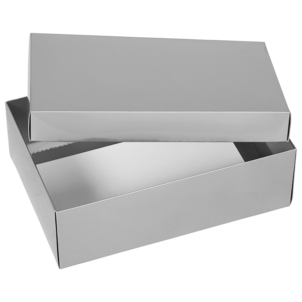Stock Large Silver Gift Boxes from stock at Midpac Packaging. Gloss